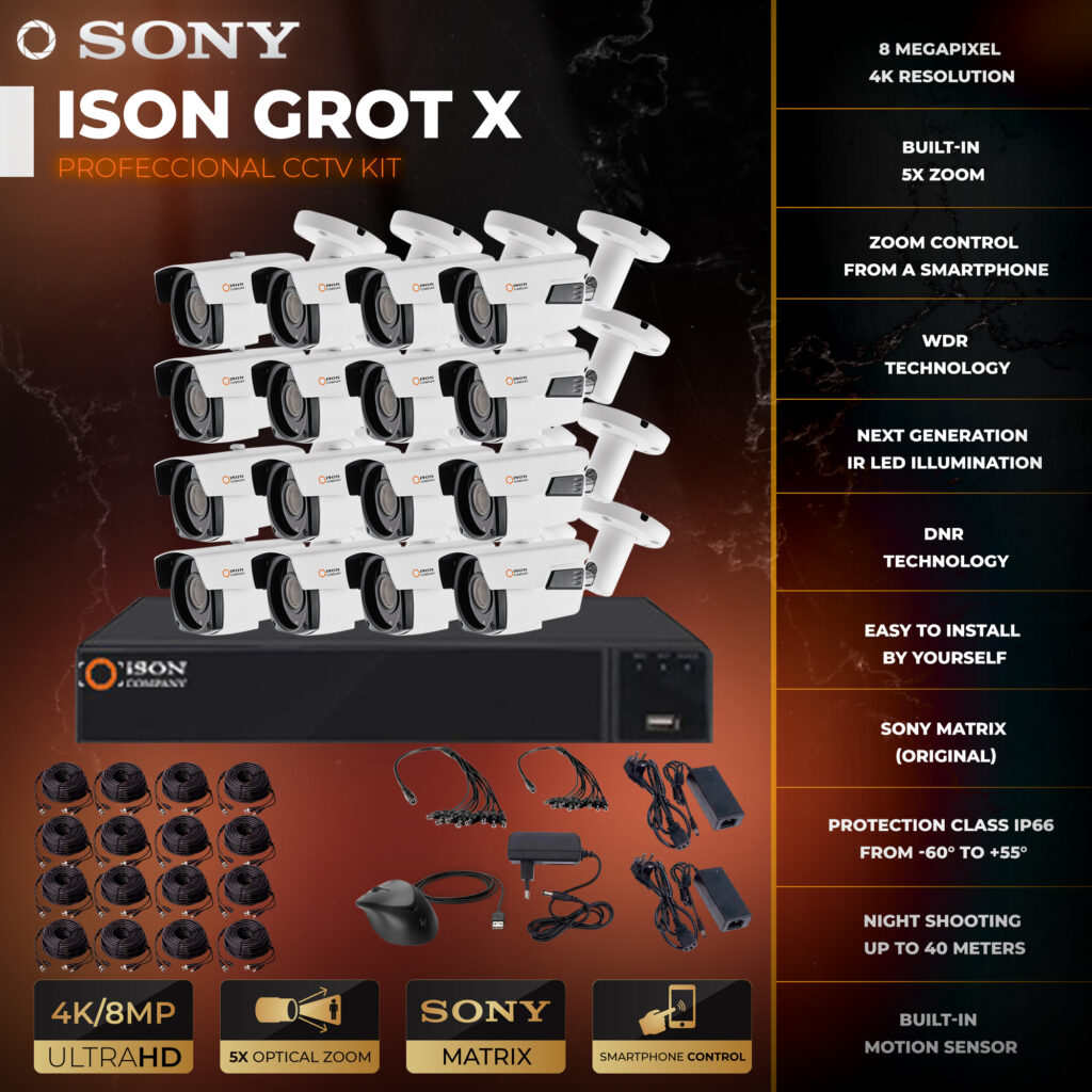 Video surveillance system 16 cameras ISON GROT X-16 | ISONCOM