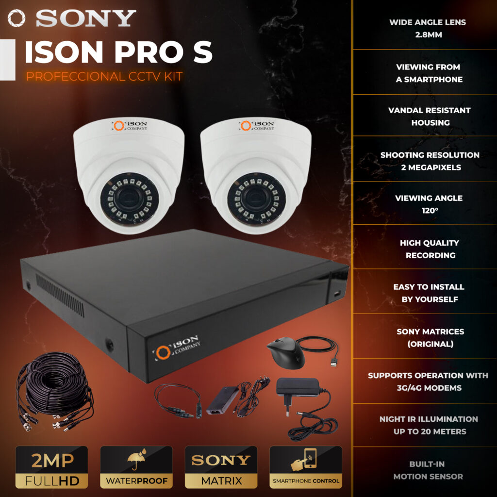 Video surveillance system for 2 cameras 2 megapixels ISON PRO S "Yard ...
