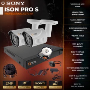 Système de vidéosurveillance pour 2 caméras 2 mégapixels ISON PRO S Yard avec disque dur