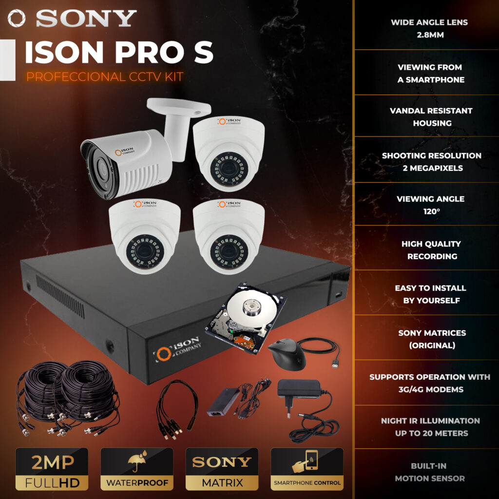 Video surveillance system 4 cameras ISON PRO S K3 HDD | ISONCOM