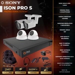 Video surveillance system for 4 cameras 2 megapixels ISON PRO S Dacha with sound M2