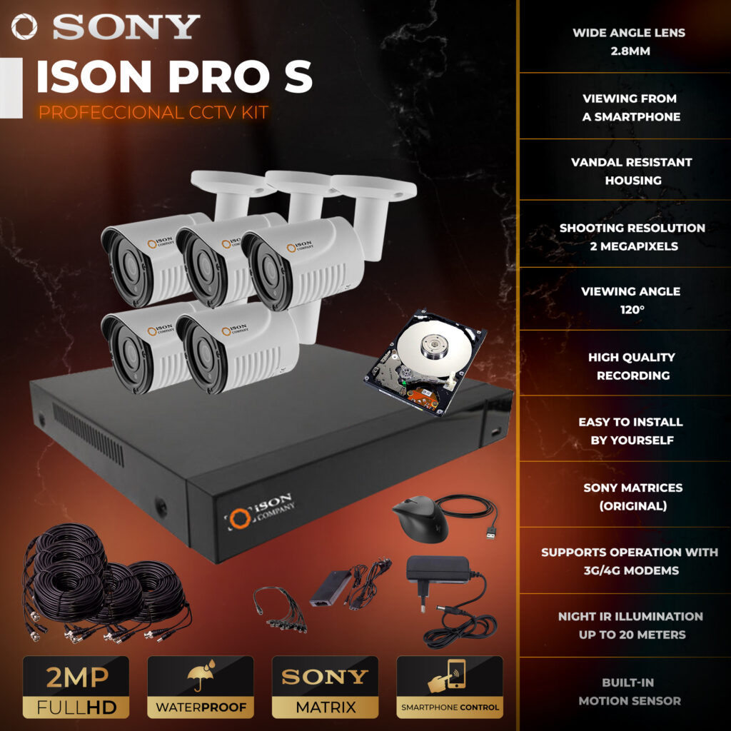 Video surveillance system for 5 cameras ISON PRO S-5HDD | ISONCOM