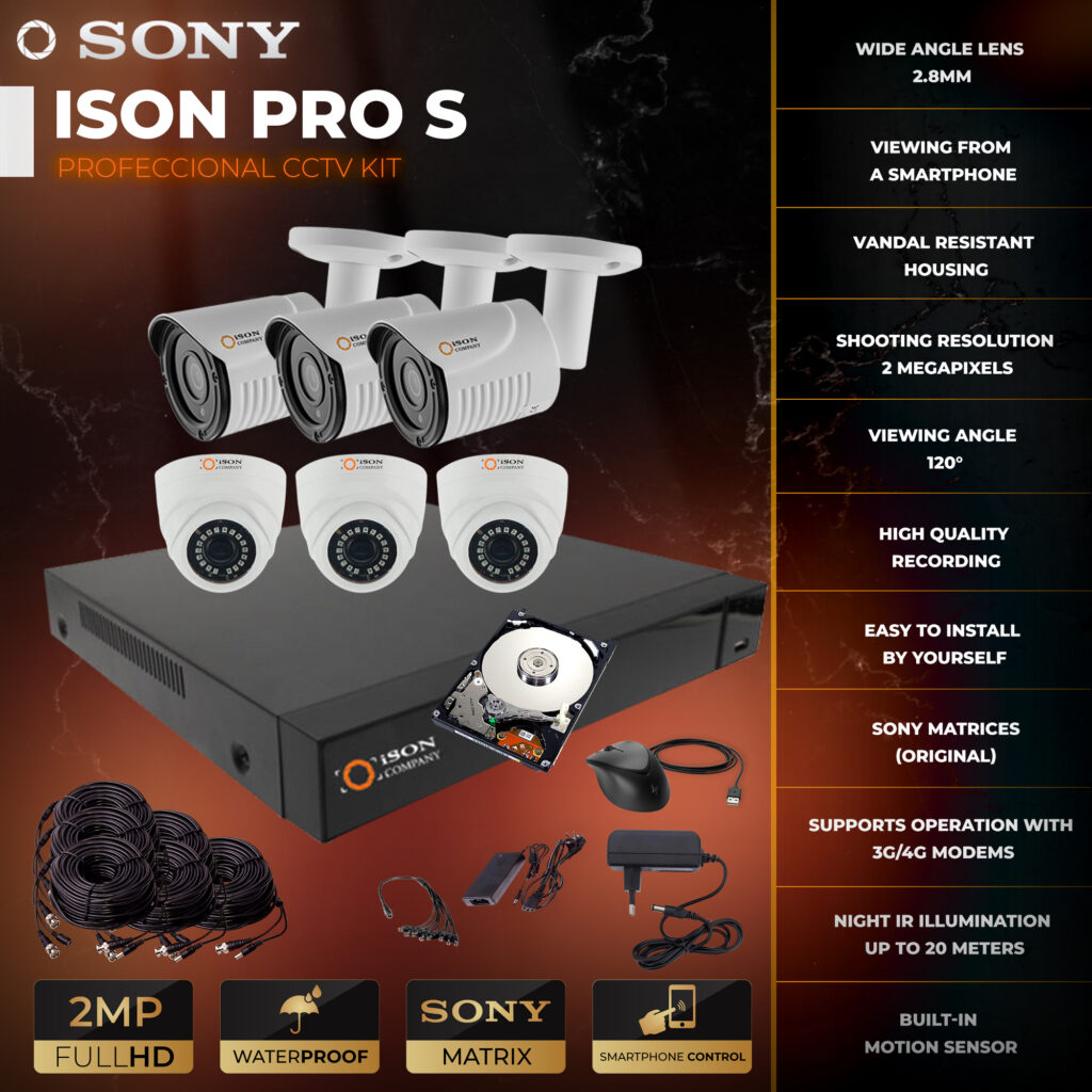 Video surveillance system for 6 cameras ISON PRO SK3HDD | ISONCOM