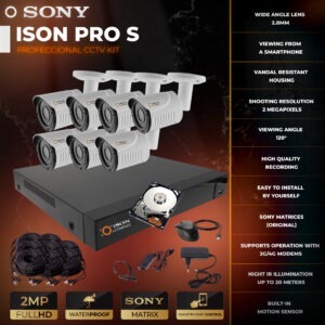 Video surveillance system for 7 cameras 2 megapixels ISON PRO S-7 Business with hard disk 1tb