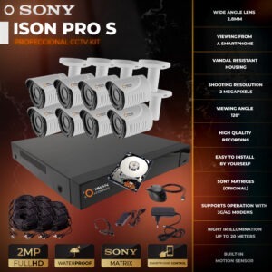 Video surveillance system for 8 cameras 2 megapixels ISON PRO S Business with hard disk drive