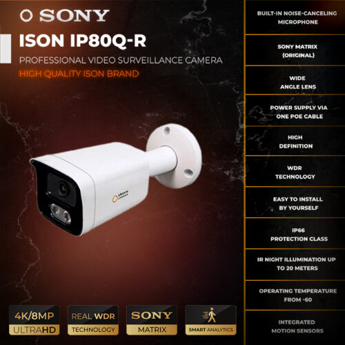 Caméra de surveillance vidéo numérique IP POE avec microphone 8 mégapixels ISON IP80Q-R
