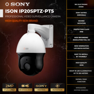 ISON IP20SPTZ-PT5 2 Megapixel Digital Rotary IP Surveillance Camera with 20x PTZ Zoom