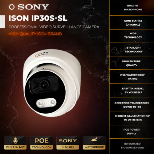 ISON IP30S-SL Digital IP Surveillance Camera with Microphone ISON IP30S-SL Mikrofonlu Dijital IP Güvenlik Kamerası-2