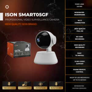 ISON SMART05GF-E 2MP Digital Swivel Wireless Surveillance Camera with Microphone